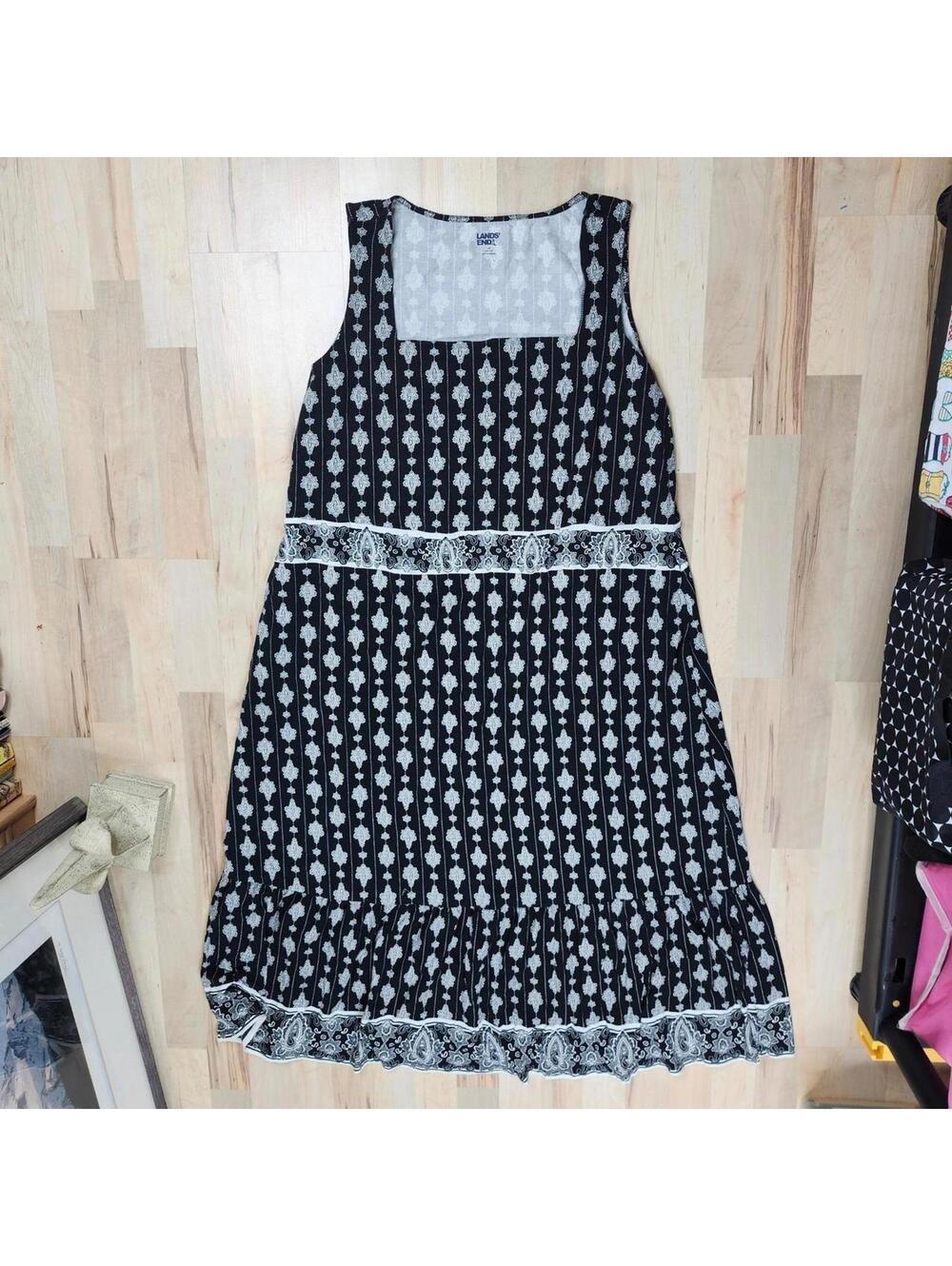 Lands' End Dress Sleeveless Paisley Print Casual Summer Dress Plus Size 2X
